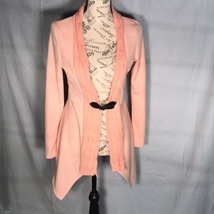 Pink cardigan with knitted collar